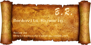 Benkovits Rozmarin névjegykártya